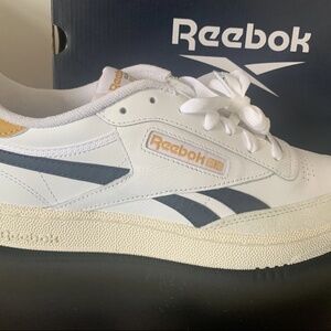 Reebok Club C Revenge Retro White Navy Gold Sz: 10
